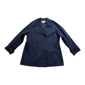 Eddie Bauer Navy Double-Breasted Short Rain/Trench Coat Jacket - Size XL
